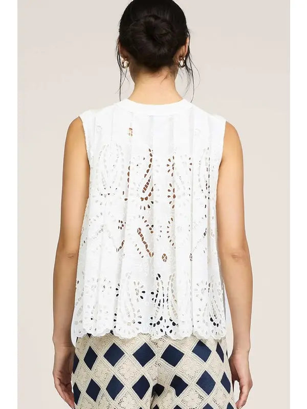 Pleated Eyelet Tank