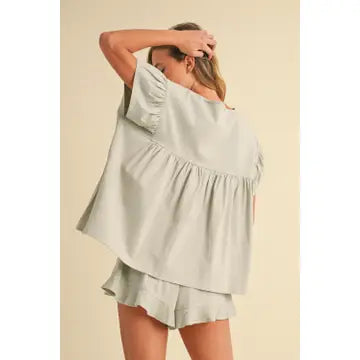 Pleated Tunic Ruffle Set