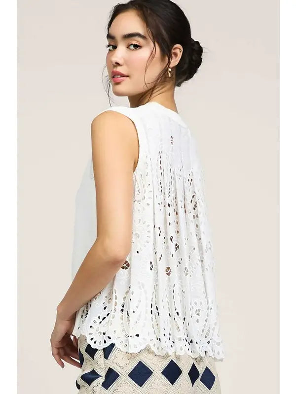 Pleated Eyelet Tank