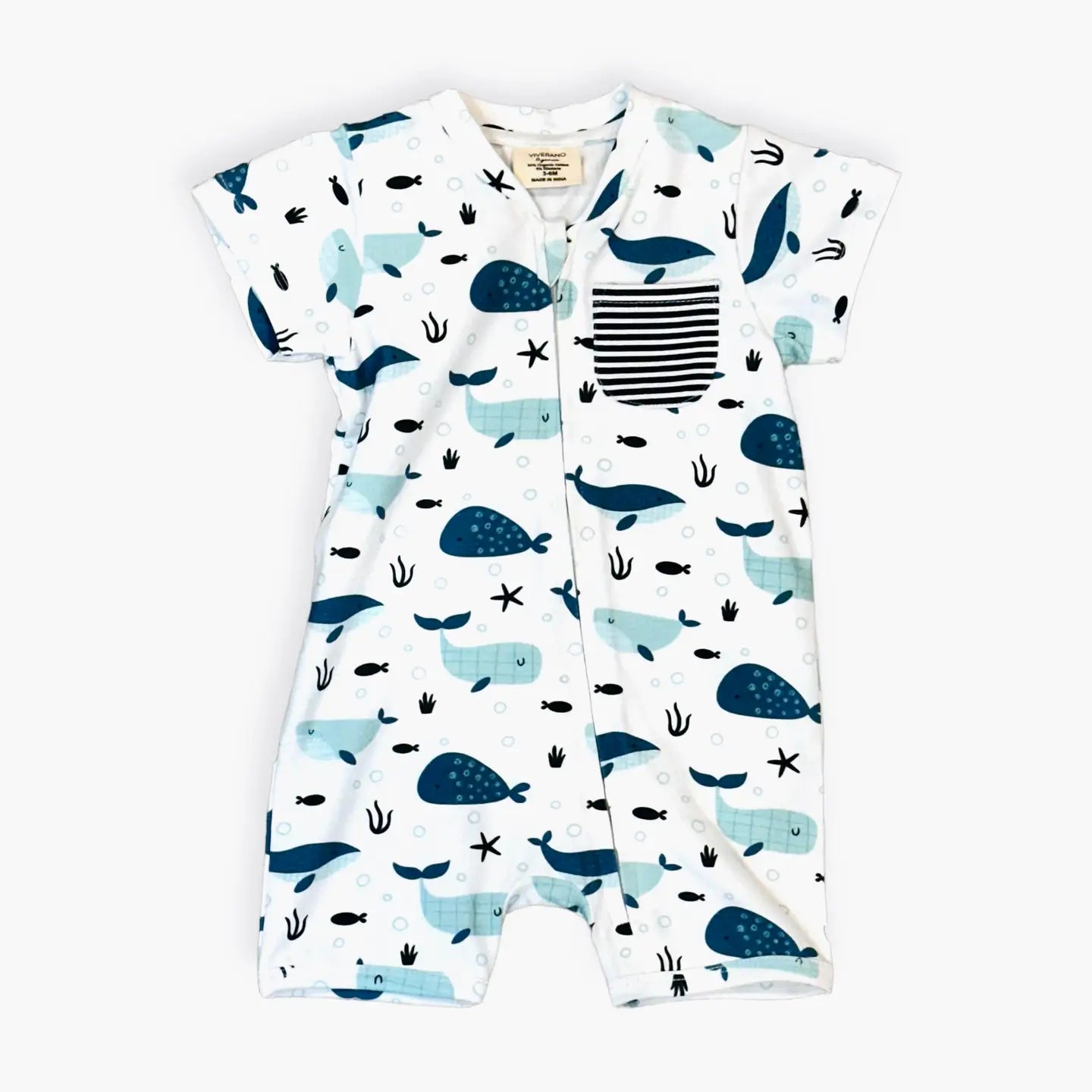 Whales Zipper Baby Romper