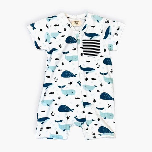 Whales Zipper Baby Romper