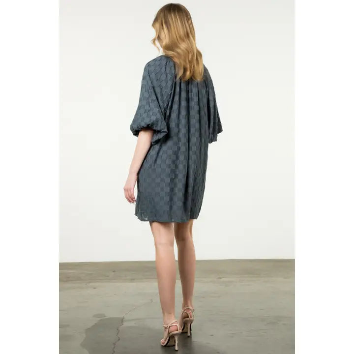 Puff Sleeve Textured Dress